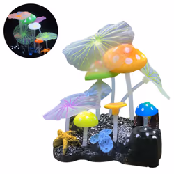 Fish Tank Decoration|4 Lotus Leaves And 5 Mushrooms - Fish Tank Landscaping Decorations
