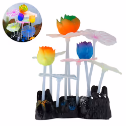 Fish Tank Decoration|3 Lotus 6 Transparent Lotus Leaves - Fish Tank Landscaping Decorations