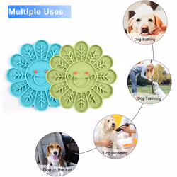 2 Pcs Dog Lick Pad - Slow Feeder Lick Pad Dog Bath Matc030048-2Pcs Pet Silicone Relief Pad - Pattern Blue + Green Pattern
