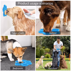 Lick Mat For Dogs & Cats,Slow Treater Mat With Suction Cups For Pet-Blue