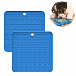 Dog Lick Mat,2 Pack Lick Pad,Pet Slow Feeders,Silicone Puppy Treat Mat-Blue