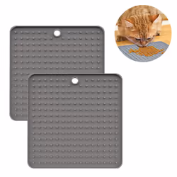 Dog Lick Mat,2 Pack Lick Pad,Pet Slow Feeders,Silicone Puppy Treat Mat-Grey