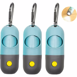 3Pack Dog Poop Waste Bags Holder With Led Flashlight|Cute Doggie Poo Bags Dispenser For Pet Leash|Trash Waste Bags Carrier