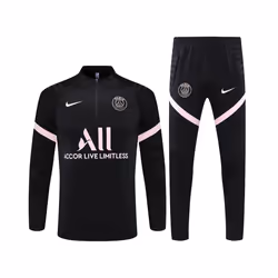 2022-23 PSG Long Sleeve Tracksuit Football Training Suit Black/Pink - S