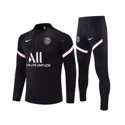 2022-23 PSG Long Sleeve Tracksuit Football Training Suit Black/Pink - S