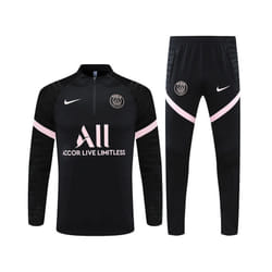 2022-23 PSG Long Sleeve Tracksuit Football Training Suit Black/Pink - M