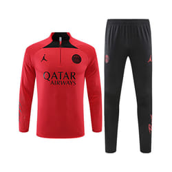 2022-24 PSG Long Sleeve Tracksuit Football Training Suit Red/Black - L