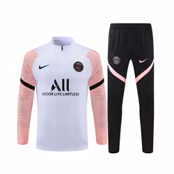 2021-22 PSG  Football Training Suit Long Sleeve Tracksuit White/Pink - S