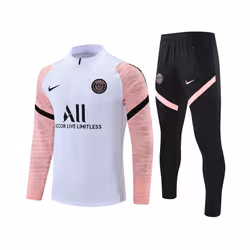 2021-22 PSG  Football Training Suit Long Sleeve Tracksuit White/Pink - S