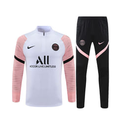 2021-22 PSG  Football Training Suit Long Sleeve Tracksuit White/Pink - M