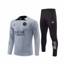 2022-23 PSG Football Training Suit Long Sleeve Tracksuit Light Gray - S