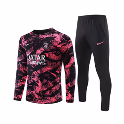 2022-23 PSG Football Training Suit Long Sleeve Soccer Tracksuit Pink/Black - S