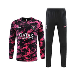 2022-23 PSG Football Training Suit Long Sleeve Soccer Tracksuit Pink/Black - L