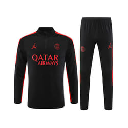 2023-24 PSG Football Training Suit Long Sleeve Tracksuit Color Matching Edition Black - S