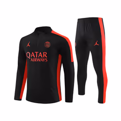 2023-24 PSG Football Training Suit Long Sleeve Tracksuit Color Matching Edition Black - S