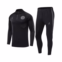 2023-24 PSG Football Training Suit Long Sleeve Tracksuit Fan Edition Black - S