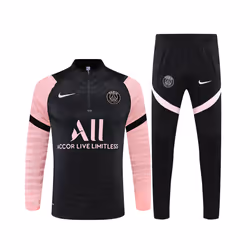 2021-22 PSG Player Edition Football Training Suit Long Sleeve Tracksuit Black/Pink - S