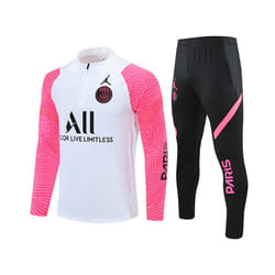 2021 PSG Football Training Suit Long Sleeve Tracksuit White/Pink - S