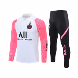 2021 PSG Football Training Suit Long Sleeve Tracksuit White/Pink - M