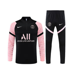 2021-22 PSG Football Training Suit Long Sleeve Tracksuit Black/Pink - S