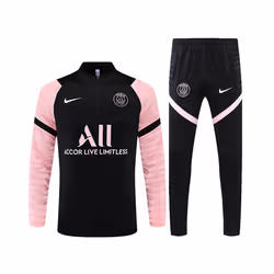 2021-22 PSG Football Training Suit Long Sleeve Tracksuit Black/Pink - M
