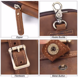 MISFITS Genuine Leather Waist Packs Men Vintage Travel Fanny Pack with Passport Holder Belt Phone Bag for Man Small Hook Bum Bag - brown