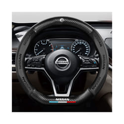 38cm Carbon Fiber Leather Car Steering Wheel Cover Four Seasons For Nissan - Black