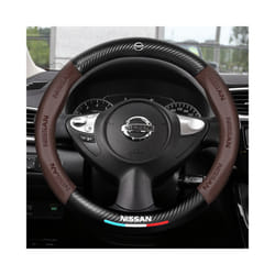 38cm Carbon Fiber Leather Car Steering Wheel Cover Four Seasons For Nissan - Brown