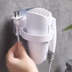 Bathroom Wall Mounted Electric Hair Dryer Holder Storage Rack Shelf Organizer - Grey