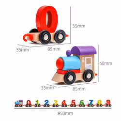 Train Toy Ten Carriages Detachable Educational Cartoon Number Wooden Train Toy for Education