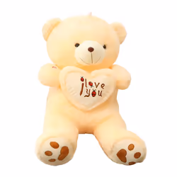 Cute Lovely I Love You Pattern Glow Light Up Soft Plush Bear Stuffed Toy Gift - Beige