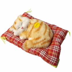 Sleeping Cats Plush Stuffed Toy Press Simulation Sound Animal Cute Doll Kids Gift - Green Leopard