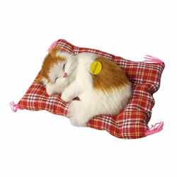 Sleeping Cats Plush Stuffed Toy Press Simulation Sound Animal Cute Doll Kids Gift - Green Leopard