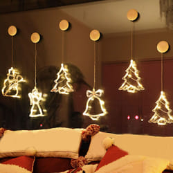 Christmas LED Star Bell Snowman Santa Suction Cup Fairy Light Home Window Decor - 1