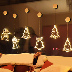 Christmas LED Star Bell Snowman Santa Suction Cup Fairy Light Home Window Decor - 3