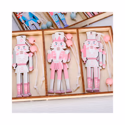 8pcs/box Pink Blue Nutcracker Soldier Wooden Pendants Christmas Tree Hanging Ornament Christmas Decoration Navidad Gift