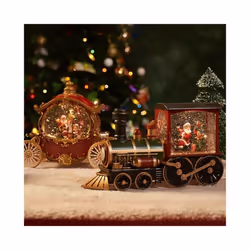 Christmas Gift Train Crystal Ball Ornament Christmas Gift Christmas Eve Decoration Lighting Train Box CrystalBall Ornaments