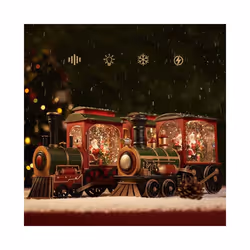 Christmas Gift Train Crystal Ball Ornament Christmas Gift Christmas Eve Decoration Lighting Train Box CrystalBall Ornaments