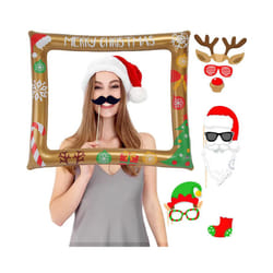 Christmas Inflatable Photo Booth Picture Frame Xmas Family Party Winter Holiday Party Game Accessories Decoration Favor Supplies