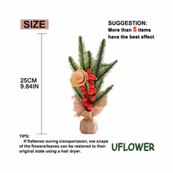 1PC Artificial 25CM Christmas Tree Christmas Decoration Supplies Mini Decoration Desktop Home Party Decoration - 1PC, Blue Flower Style