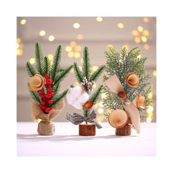 1PC Artificial 25CM Christmas Tree Christmas Decoration Supplies Mini Decoration Desktop Home Party Decoration - 1PC, Red fruit style