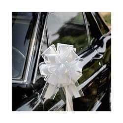Wedding Car Bow Ribbons Christmas Gift Wrap Packaging Decoration DIY Craft Flowers Birthday Party Supplies Valentines - 10pcs, white