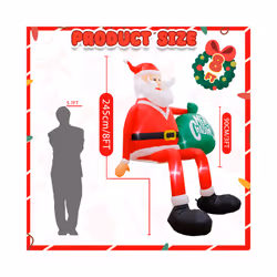 8FT Climbing Santa Christmas Inflatable Christmas Yard Decorations with LED, Christmas Blow up Yard Decoration for Outdoor Decor