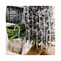 Glass Icicle Ornaments Christmas Decoration Acrylic Clear Icicles Set Plastic Christmas Tree Ornament Xmas Wedding Party
