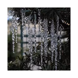 Glass Icicle Ornaments Christmas Decoration Acrylic Clear Icicles Set Plastic Christmas Tree Ornament Xmas Wedding Party