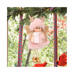 Merry Christmas Angel Doll Hanging Ornaments Pink Cute Girls Christmas Tree Plush Decorations Home Party Xmas Tree Pendants