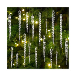 Crystal Clear Christmas Tree Ornaments Icicle Decorations For Holiday & Winter Party Decor Holiday Decorations - 12pcs, 13cm