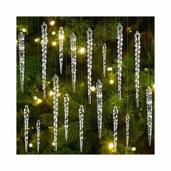 Crystal Clear Christmas Tree Ornaments Icicle Decorations For Holiday & Winter Party Decor Holiday Decorations - 36pcs, 13cm