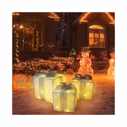 Set of 3 Christmas Lighted Gift Boxes,LED Light Up Present Box Decorations for Outdoor Indoor Christmas Tree, Yard, Home Decor