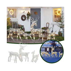 Iron Art Elk Deer Christmas Garden Decoration With LED Light Glowing Glitter Reindeer Xmas Home Outdoor Yard Ornament Decor